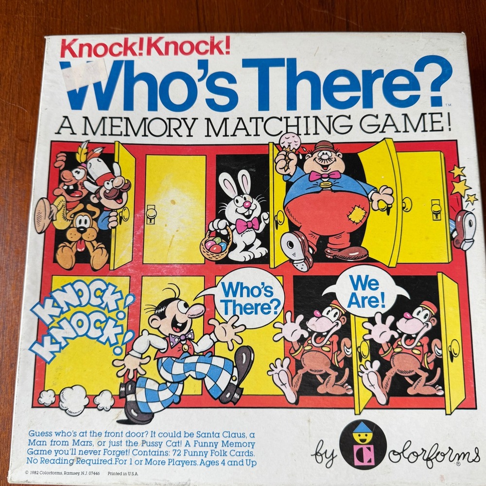 Vintage 80's Colorforms Knock Knock Who's There? Memory Matching Game Complete